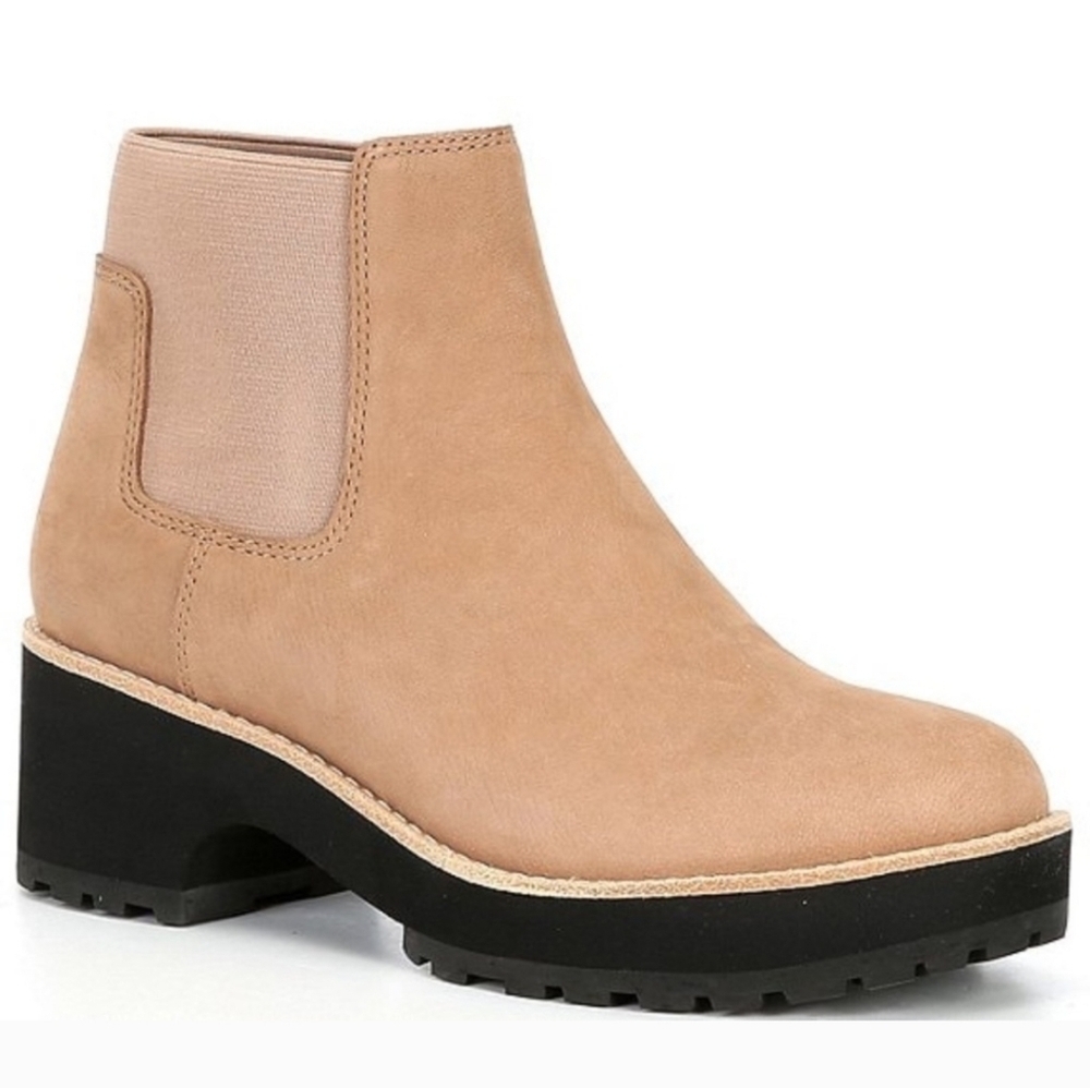 Eileen Fisher Tan Jessa Lugged Suede Chelsea Ankle Boot